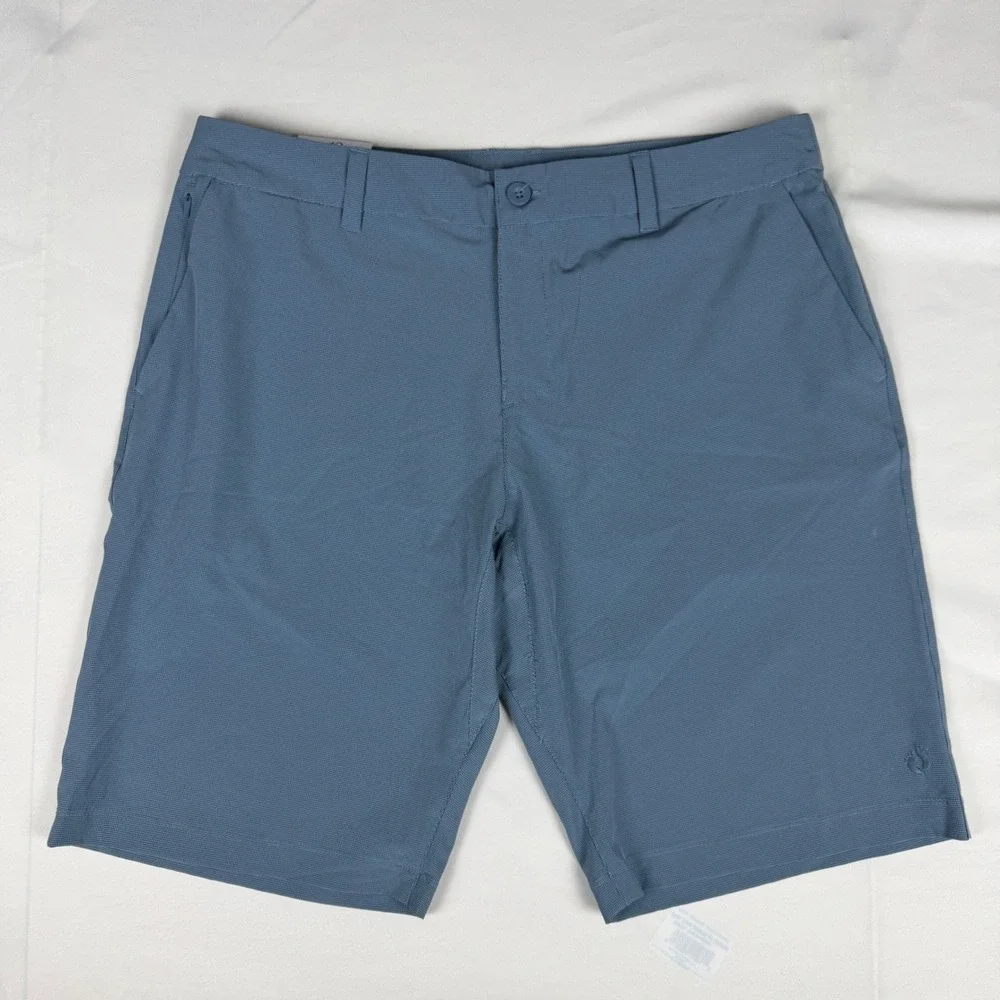 Hang Ten Men Hybrid Walk Shorts Blue Micro Check Stretch Golf Shorts Size 40 NWT